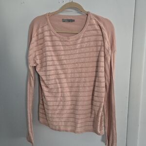 Prana Pink Striped Long Sleeve Sweater M